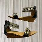 Auyi Rhinestone Ankle Strap Sandals - Elegant Black Evening Heels - Image 2
