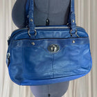 Coach Penelope Leather Satchel Bag - Vibrant Blue Turnlock Design - Image 1