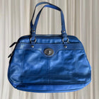 Coach Penelope Leather Satchel Bag - Vibrant Blue Turnlock Design - Image 3