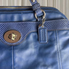 Coach Penelope Leather Satchel Bag - Vibrant Blue Turnlock Design - Image 8