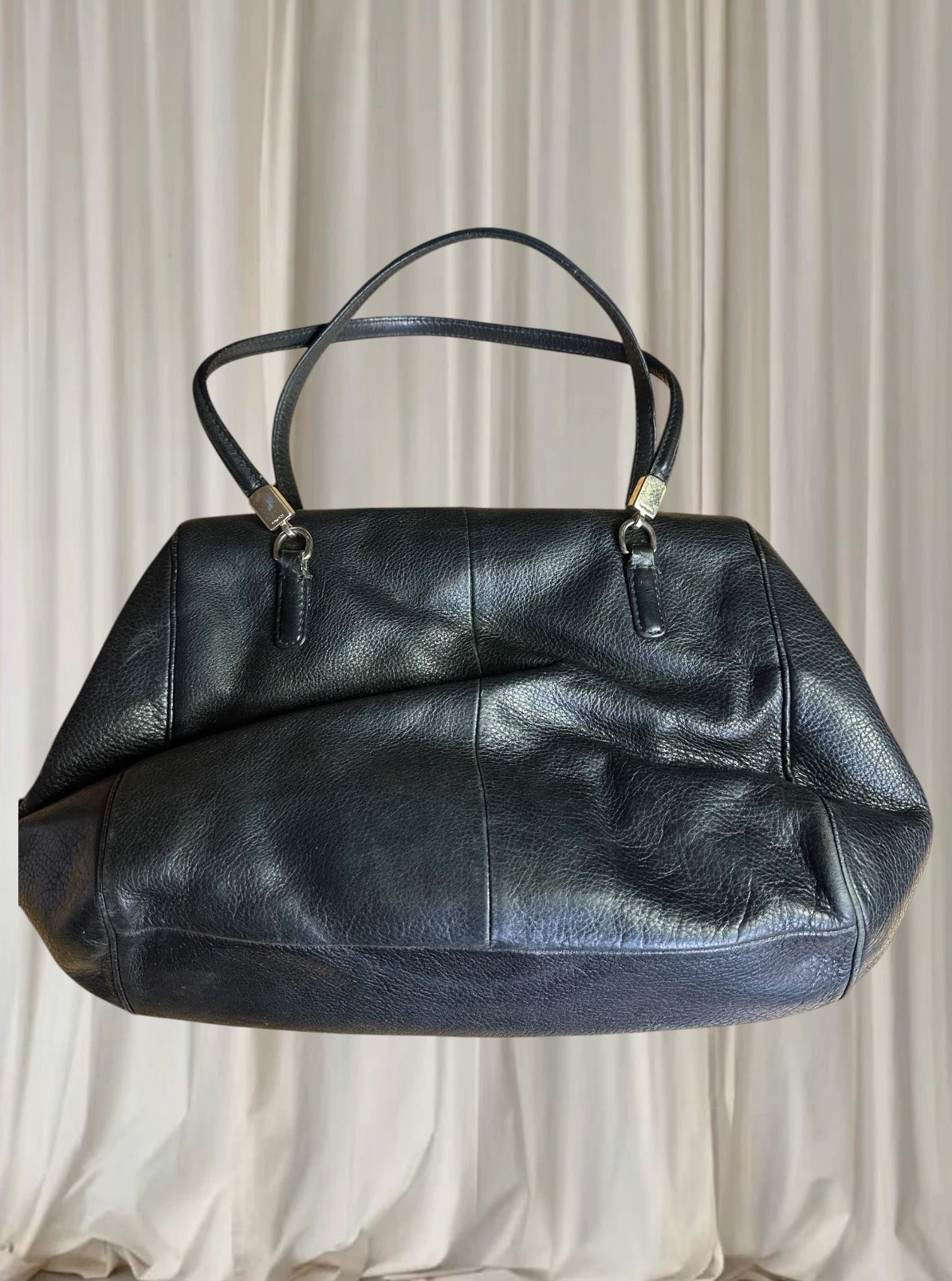 Coach Madison Madeline EW Satchel - Premium Black Leather Turnlock Shoulder Bag - Image 3