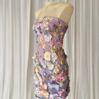 Billy J Strapless Mini Dress - Vibrant Purple Floral Print Size 6 - Image 3