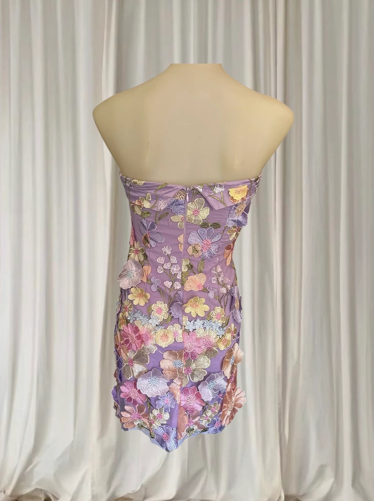 Billy J Strapless Mini Dress - Vibrant Purple Floral Print Size 6 - Image 6