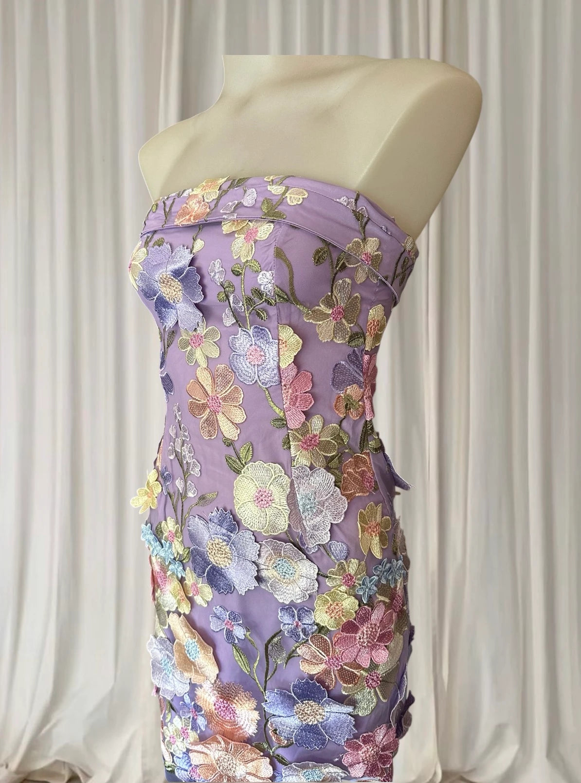 Billy J Strapless Mini Dress - Vibrant Purple Floral Print Size 6 - Image 2