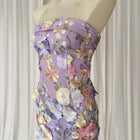 Billy J Strapless Mini Dress - Vibrant Purple Floral Print Size 6 - Image 2