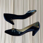 Milana Kitten Heel Pumps - Black Patent Leather With Gold Buckle - Image 6