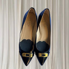 Milana Kitten Heel Pumps - Black Patent Leather With Gold Buckle - Image 4