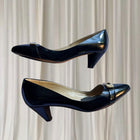Milana Kitten Heel Pumps - Black Patent Leather With Gold Buckle - Image 7