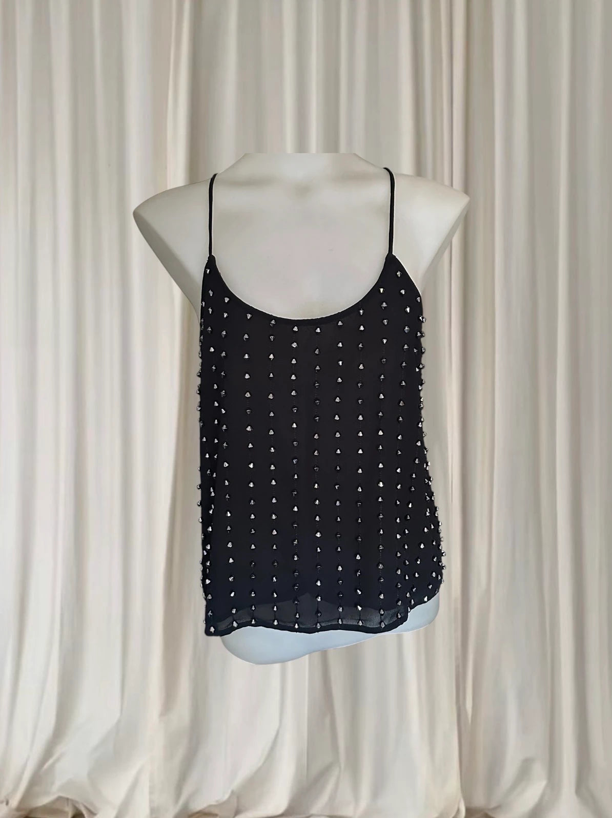 Bardot Cami Tank Top - Silver Stud Embellished Grunge Aesthetic - Image 3