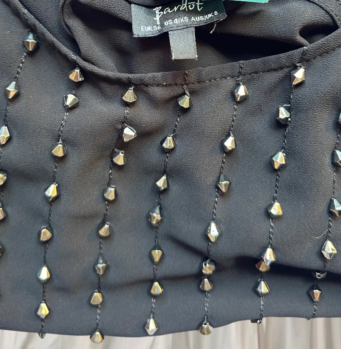 Bardot Cami Tank Top - Silver Stud Embellished Grunge Aesthetic - Image 5