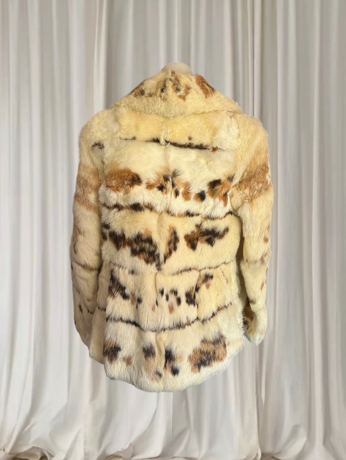 APLA Vintage Rabbit Fur Jacket - Luxurious Spotted Pattern Coat M - Image 5