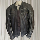 Torque Men's Leather Motorcycle Jacket - Black With White Piping - Image 1