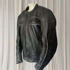 Torque Men's Leather Motorcycle Jacket - Black With White Piping - Image 3