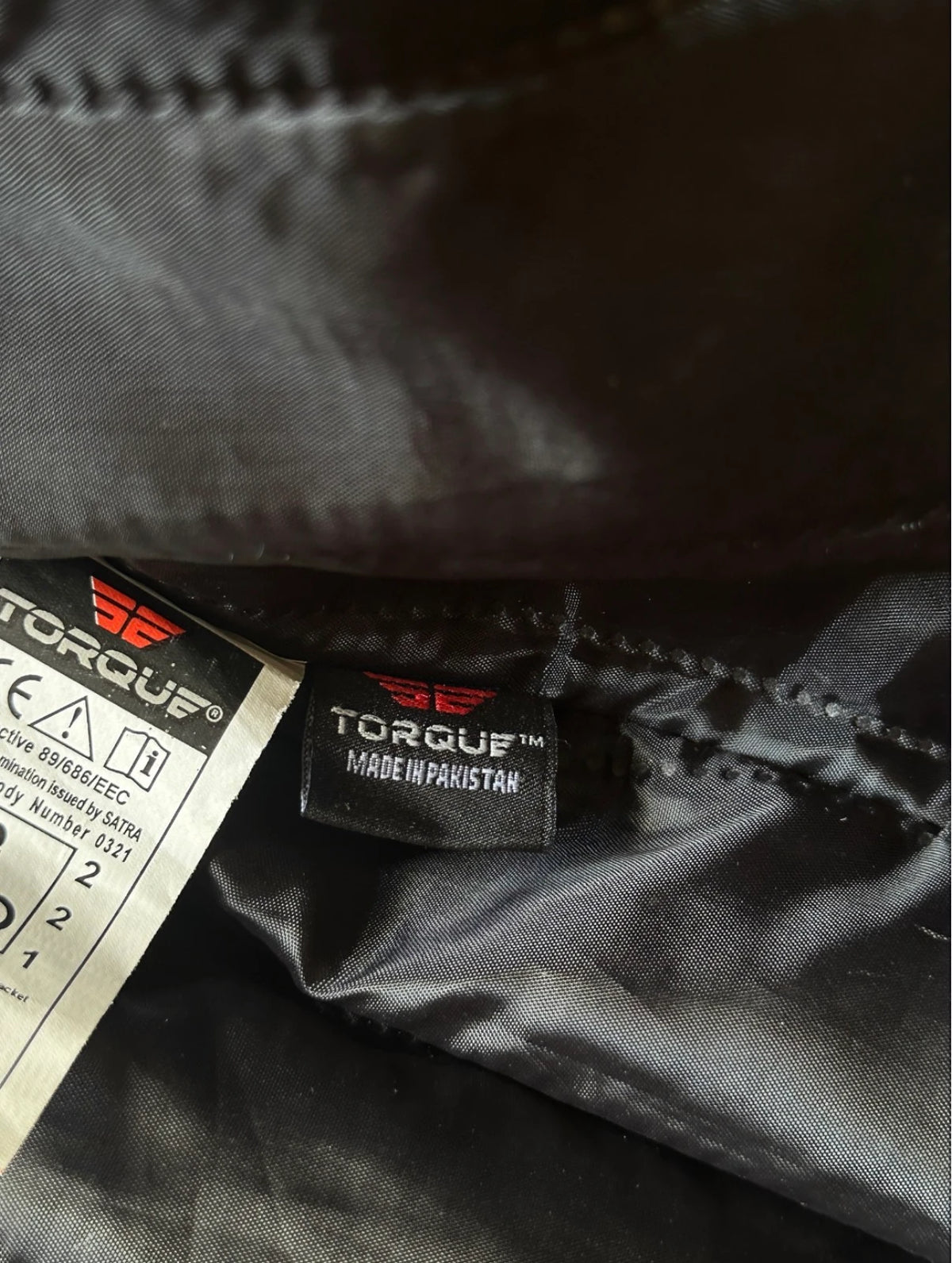Torque Men's Leather Motorcycle Jacket - Black With White Piping - Image 6