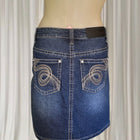 Pure Western Denim Mini Skirt - Dark Wash With Signature Embroidery - Image 1