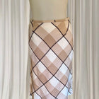 First Revue Japan Plaid Midi Skirt - Beige Check Bias Cut - Image 1