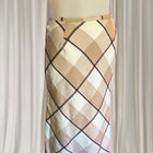 First Revue Japan Plaid Midi Skirt - Beige Check Bias Cut - Image 2