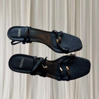 Novo Verone Black Strappy Square Toe Sandals - Gold Hardware - Image 2
