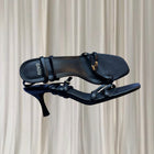 Novo Verone Black Strappy Square Toe Sandals - Gold Hardware - Image 3