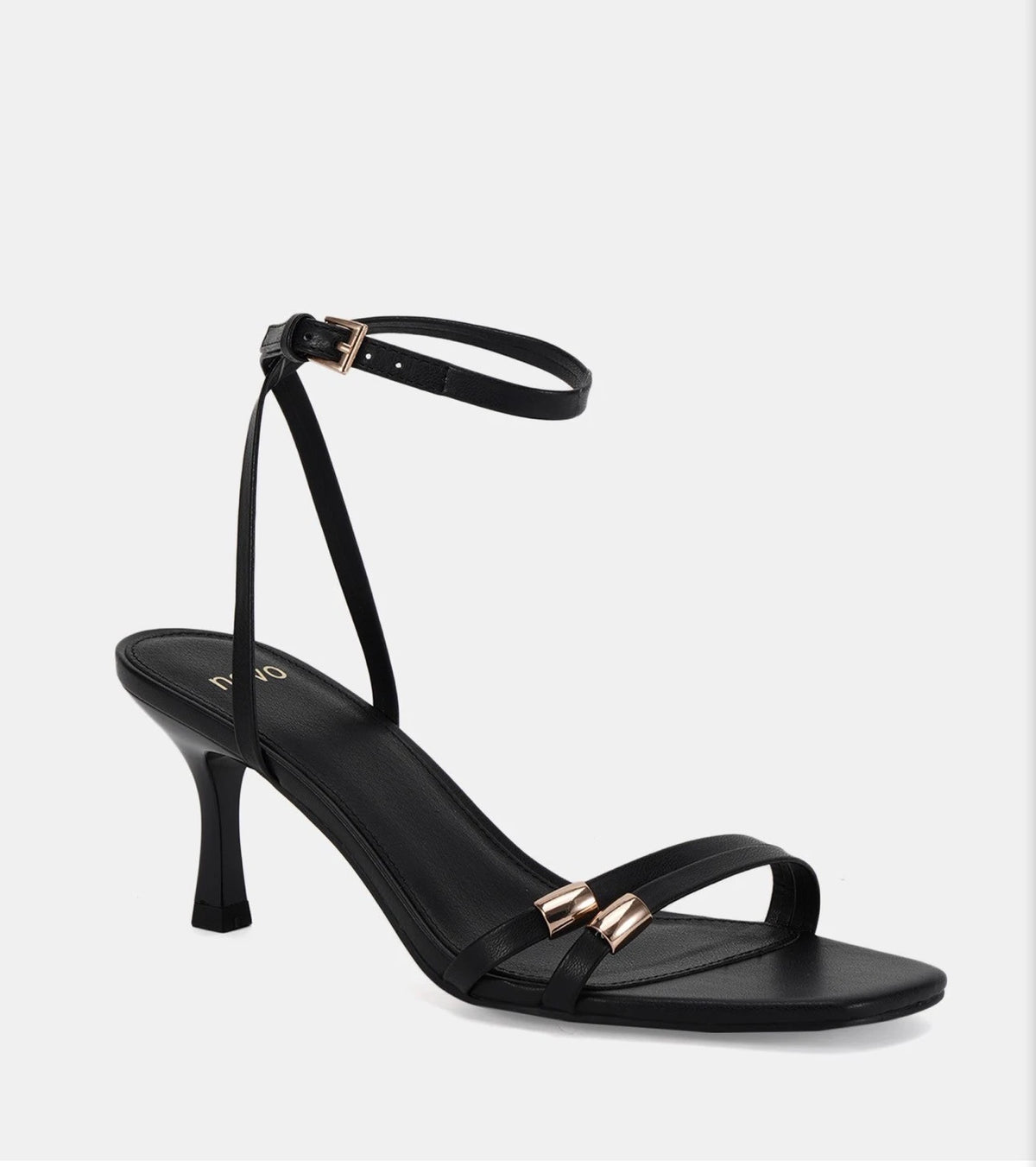 Novo Verone Black Strappy Square Toe Sandals - Gold Hardware - Image 1