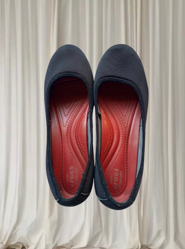 Crocs Women's Dual Comfort Flats - Comfortable Black Slip-On Shoes - Image 1