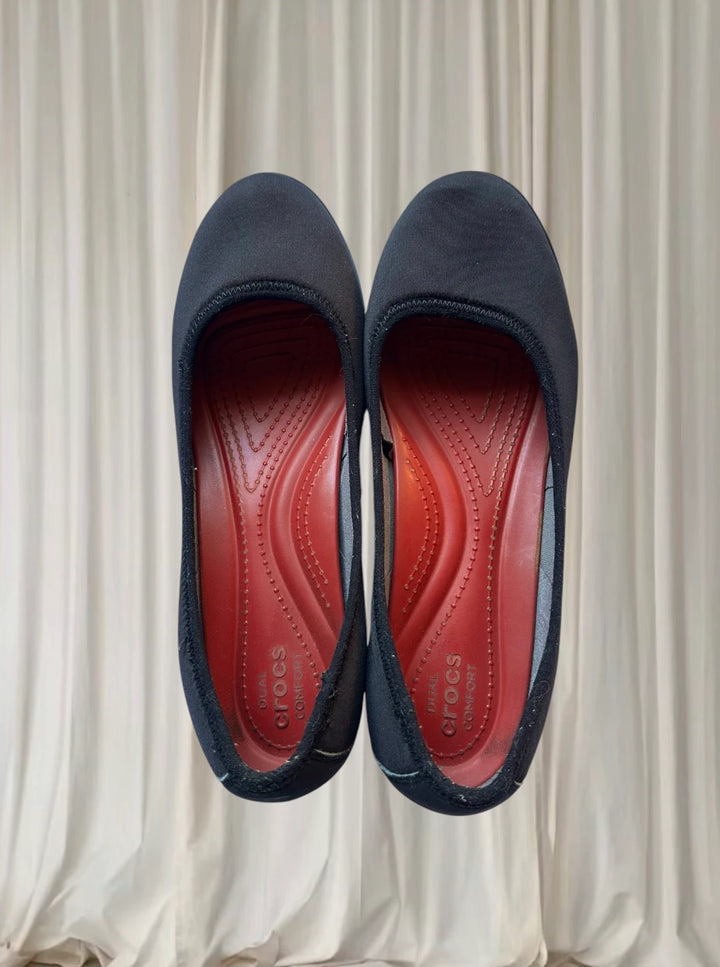 Crocs Women's Dual Comfort Flats - Comfortable Black Slip-On Shoes - Image 1