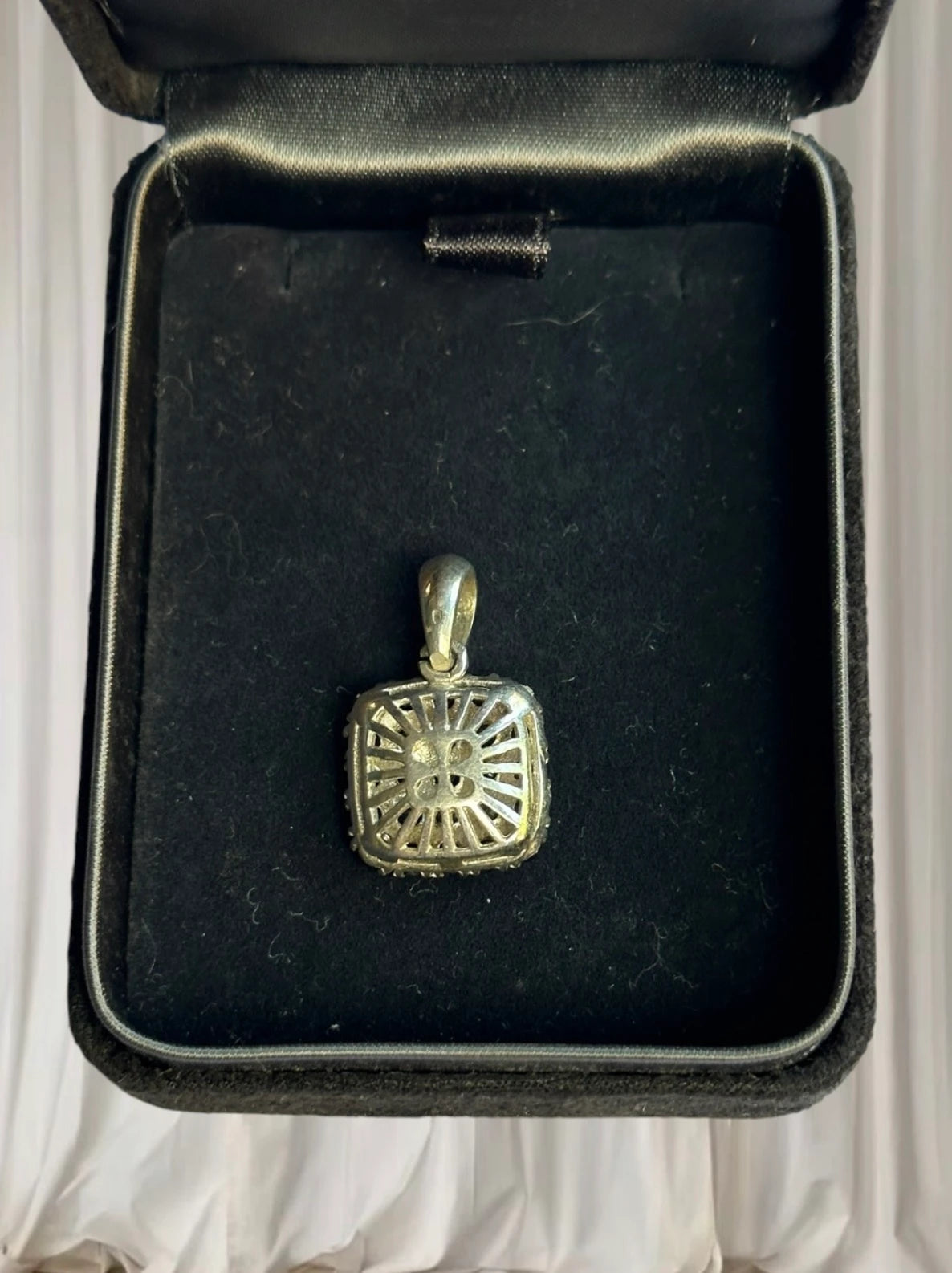 Sterling Silver Square Garnet Cluster Pendant - Elegant Vintage Style - Image 5