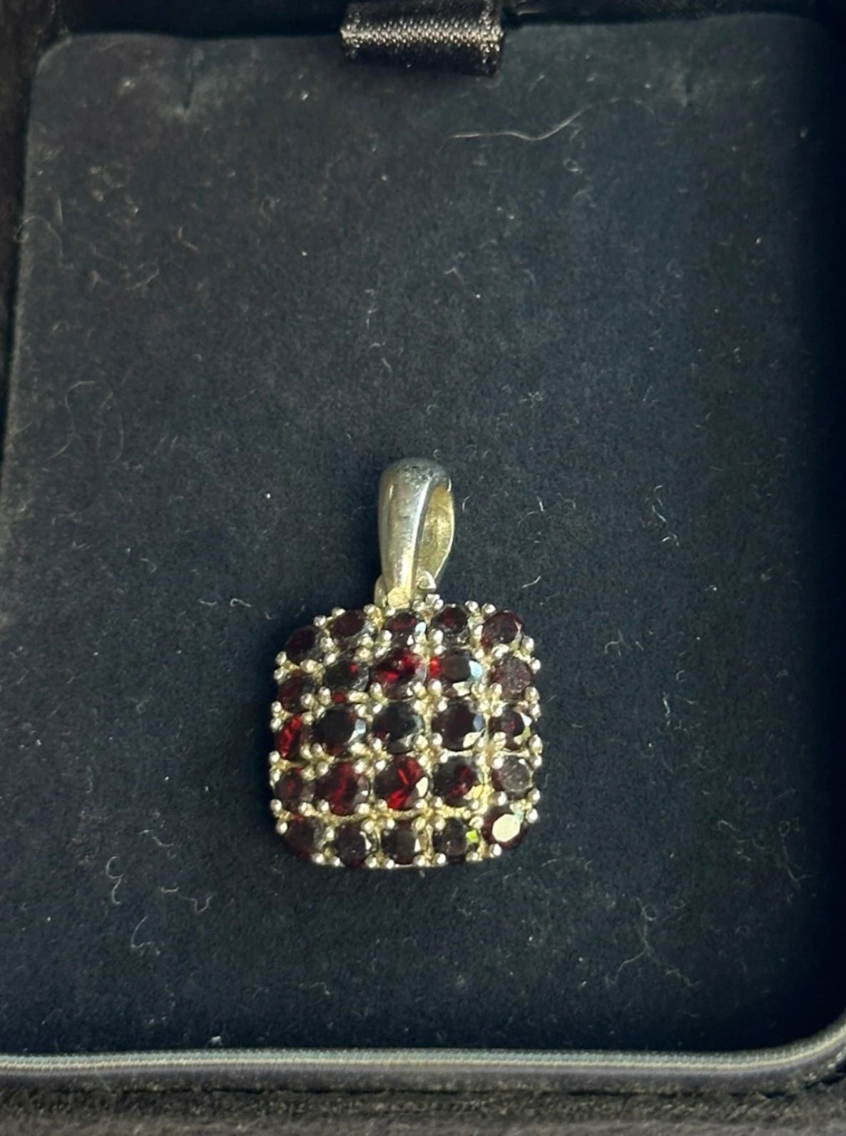 Sterling Silver Square Garnet Cluster Pendant - Elegant Vintage Style - Image 4