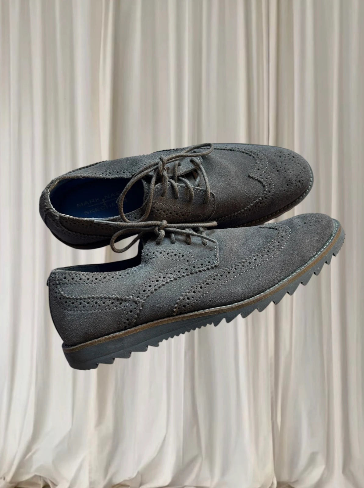 Mark Nason Skechers Grey Suede Wingtip Brogue Oxfords - Men's Size 8.5 - Image 2