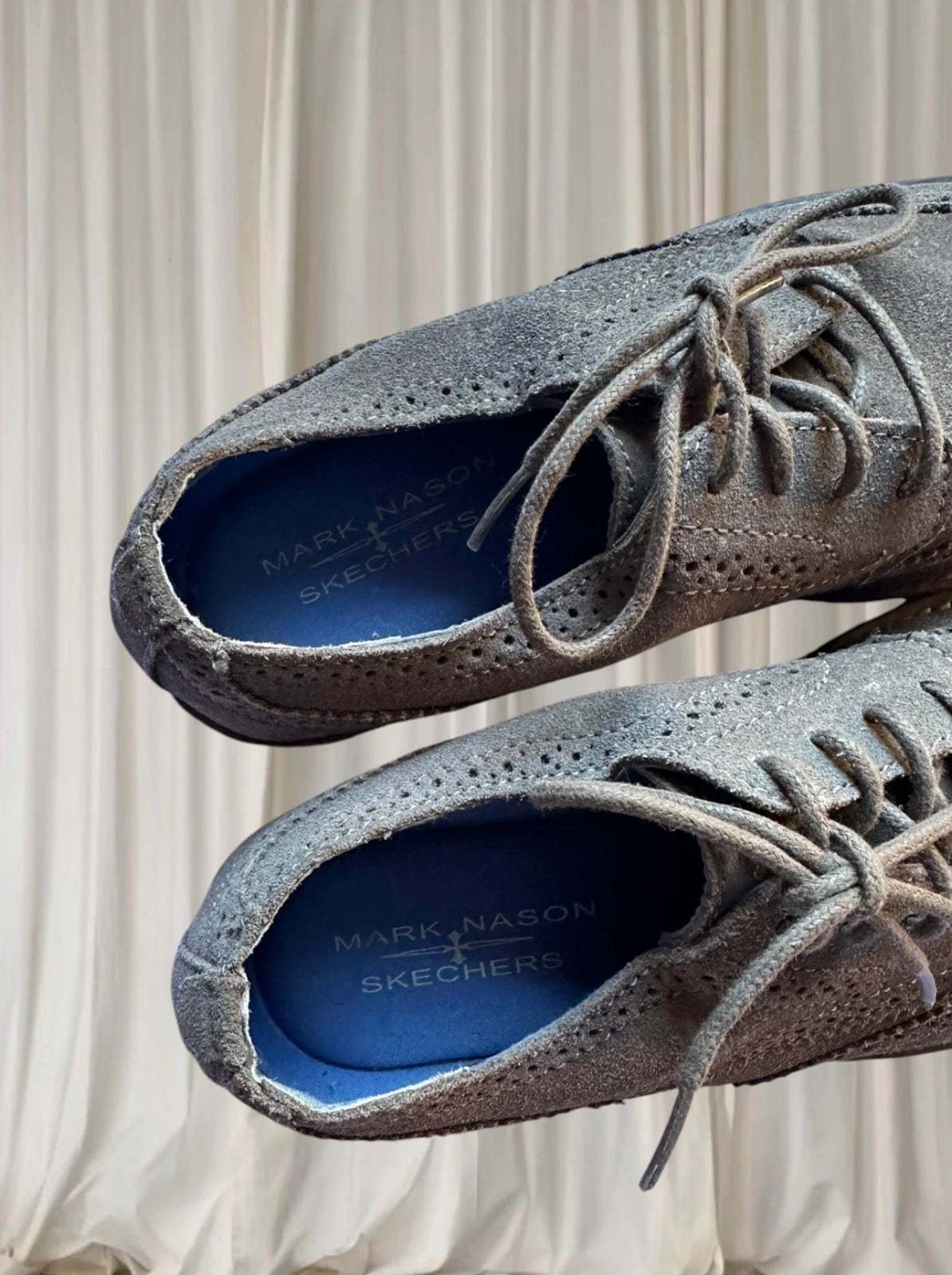 Mark Nason Skechers Grey Suede Wingtip Brogue Oxfords - Men's Size 8.5 - Image 5