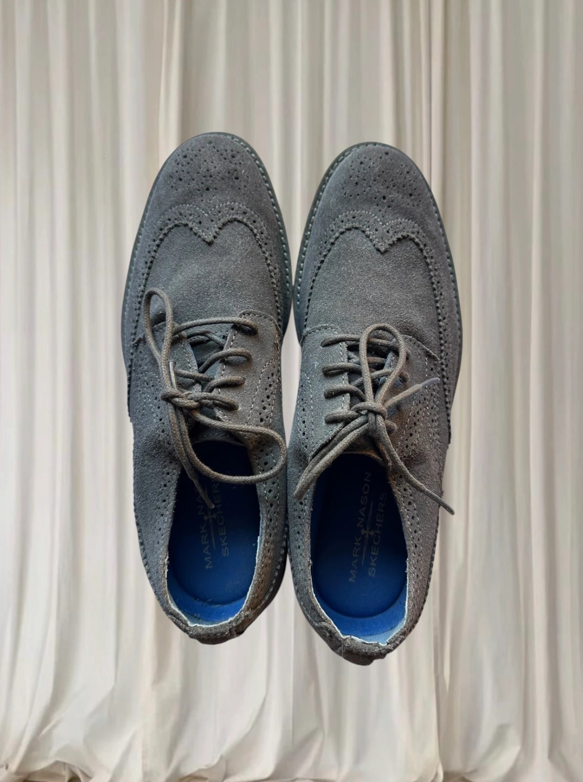 Mark Nason Skechers Grey Suede Wingtip Brogue Oxfords - Men's Size 8.5 - Image 3