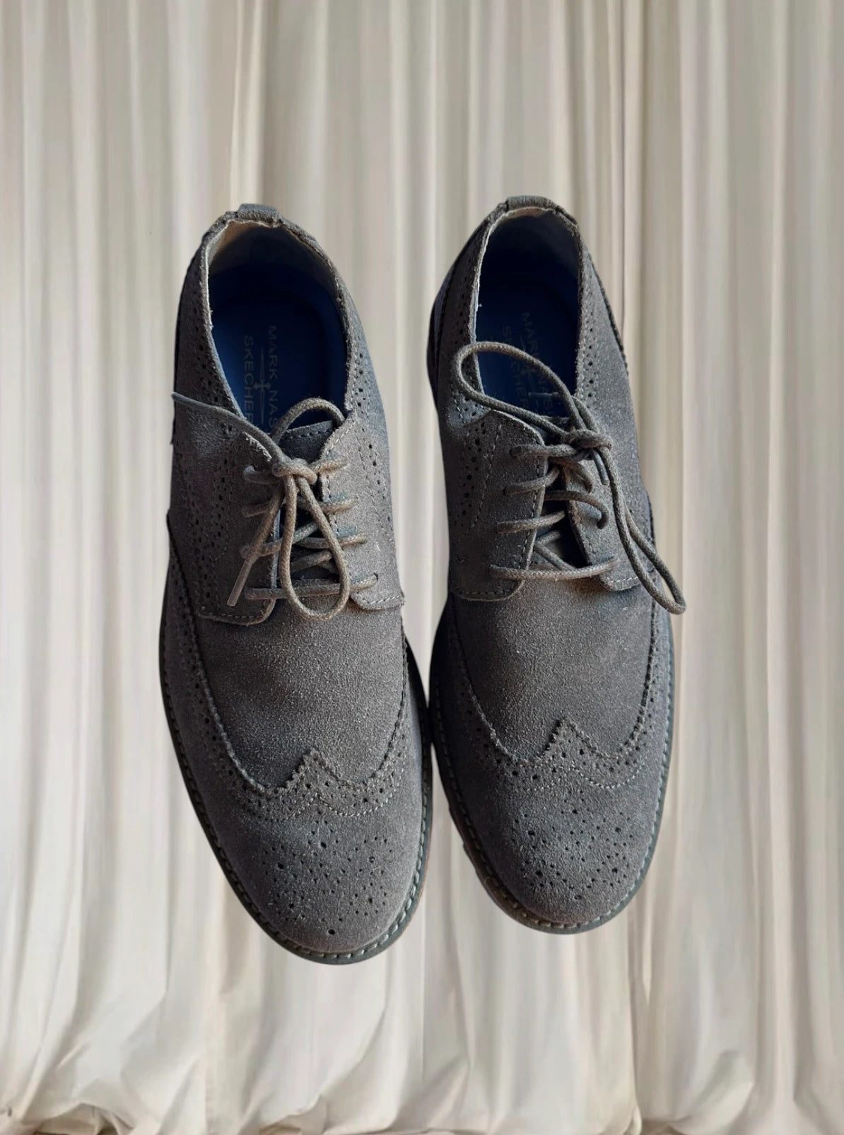Mark Nason Skechers Grey Suede Wingtip Brogue Oxfords - Men's Size 8.5 - Image 4