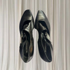 Vintage Valeria Grossi Mary Jane Heels - Premium Black Leather with Knot Detail - Image 4