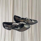 Vintage Valeria Grossi Mary Jane Heels - Premium Black Leather with Knot Detail - Image 3