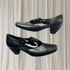 Vintage Valeria Grossi Mary Jane Heels - Premium Black Leather with Knot Detail - Image 2