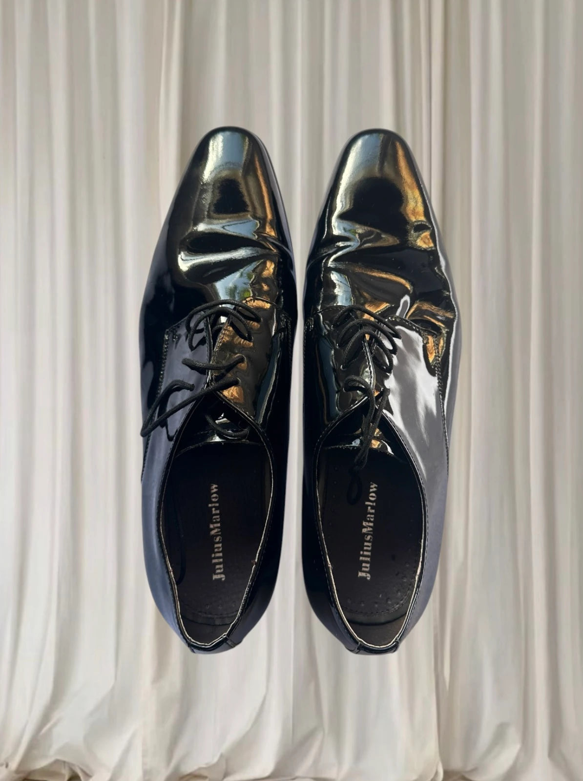Julius Marlow Black Patent Leather Derby Shoes - Men's Formal Dress Shoes - Image 1