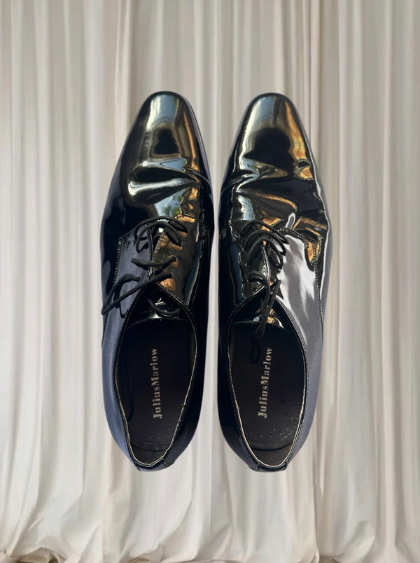 Julius Marlow Black Patent Leather Derby Shoes - Men's Formal Dress Shoes - Image 1