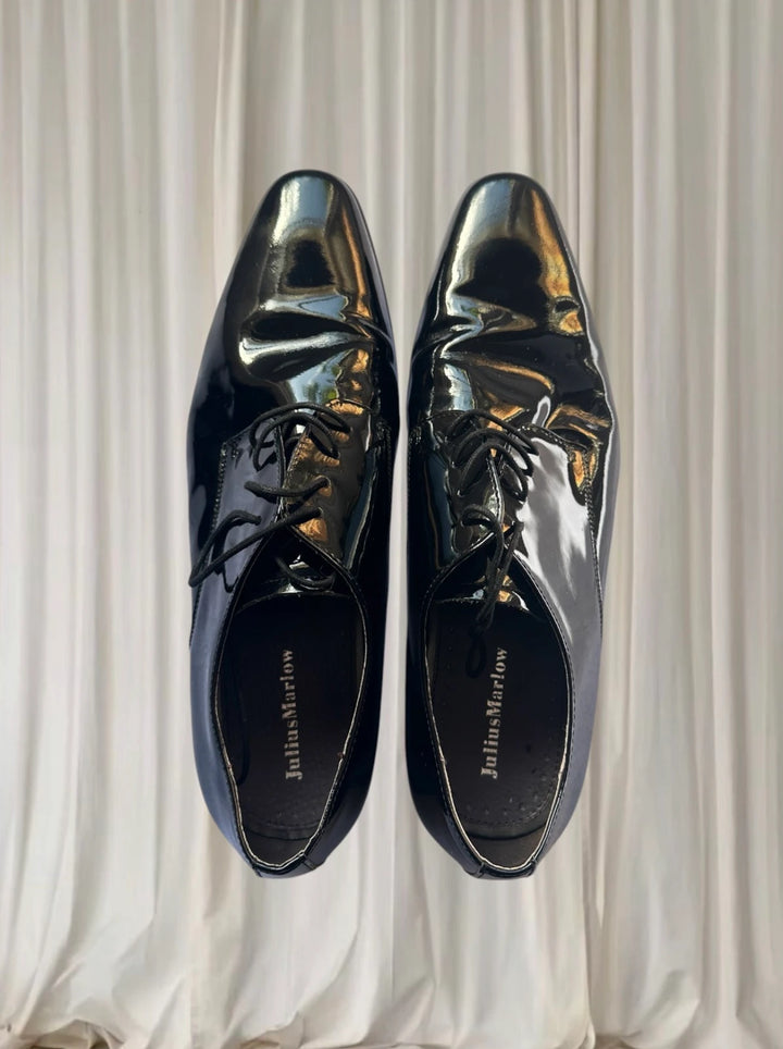 Julius Marlow Black Patent Leather Derby Shoes - Men's Formal Dress Shoes - Image 1