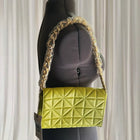 Miss Shop Quilted Shoulder Bag - Lime Green With Chain Strap - Image 2