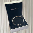 Pandora Moments Silver Bangle - Pavé Heart Clasp Bracelet - Image 1
