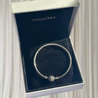 Pandora Moments Silver Bangle - Pavé Heart Clasp Bracelet - Image 2