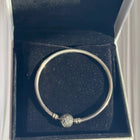 Pandora Moments Silver Bangle - Pavé Heart Clasp Bracelet - Image 5