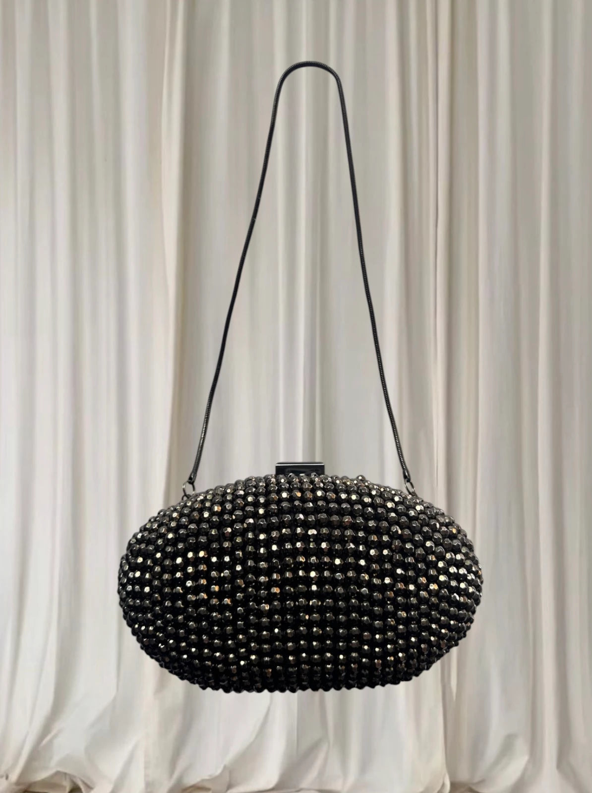Coast Diamante Oval Clutch Bag - Silver Crystal Evening Minaudiere - Image 2