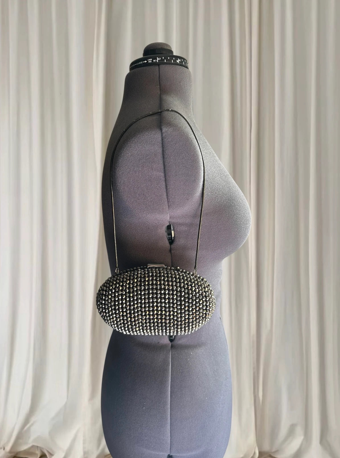 Coast Diamante Oval Clutch Bag - Silver Crystal Evening Minaudiere - Image 1