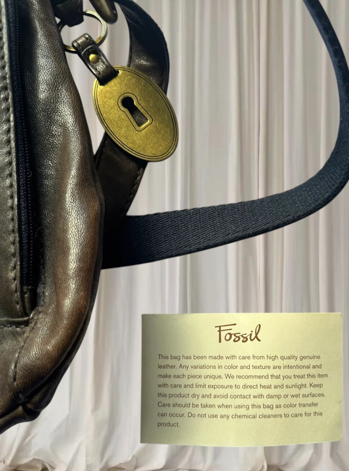 Fossil Key-Per Leather Crossbody Bag - Vintage Brown Shoulder Purse - Image 6