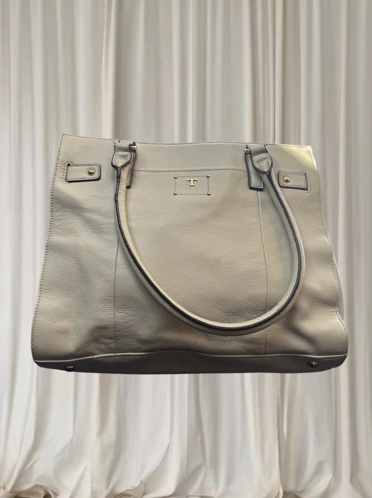 Tignanello Leather Tote Bag - Classic Beige Everyday Handbag - Image 3