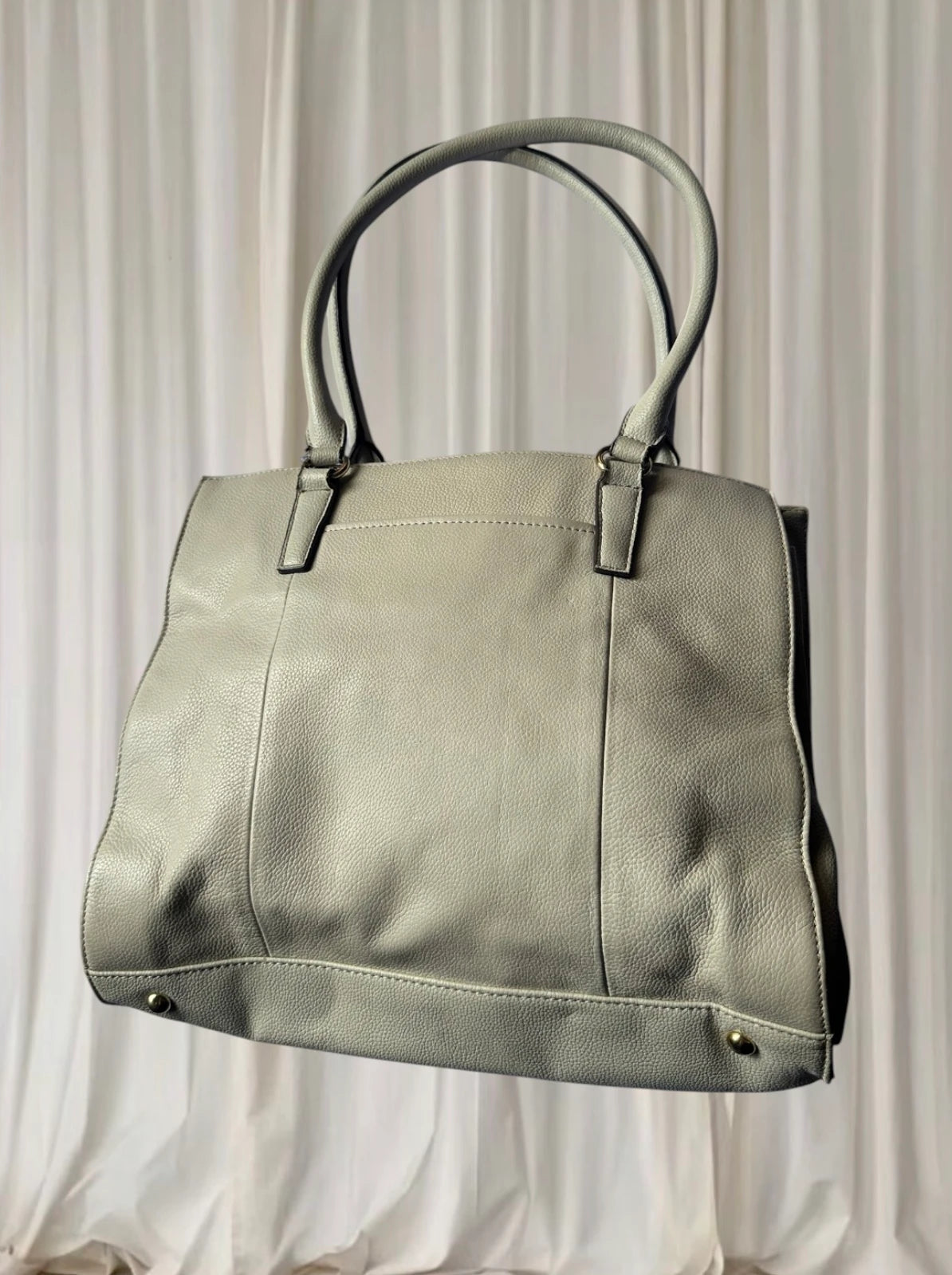 Tignanello Leather Tote Bag - Classic Beige Everyday Handbag - Image 5