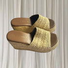 Mister Zimi Woven Raffia Platform Slides - Comfortable Beige Wedge Sandals 39 - Image 2