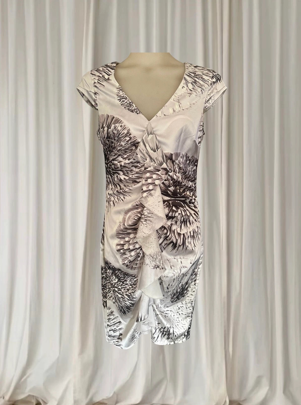 Charlie Brown Satin Midi Dress - Elegant Ruched Floral Print - Image 3