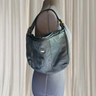 Oroton Shoulder Bag - Vintage Black Leather With Gold Tone Hardware - Image 1